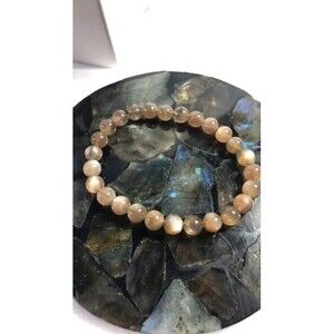 Grey Moonstone Beaded Stretch Bracelet